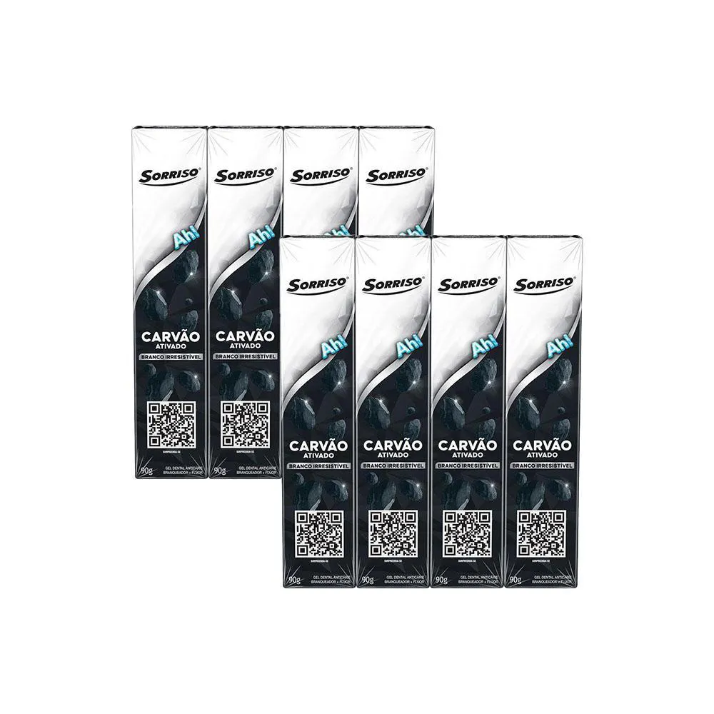 Kit 2 Pack Creme Dental Sorriso Carvão Ativado 90G 4Un Cada