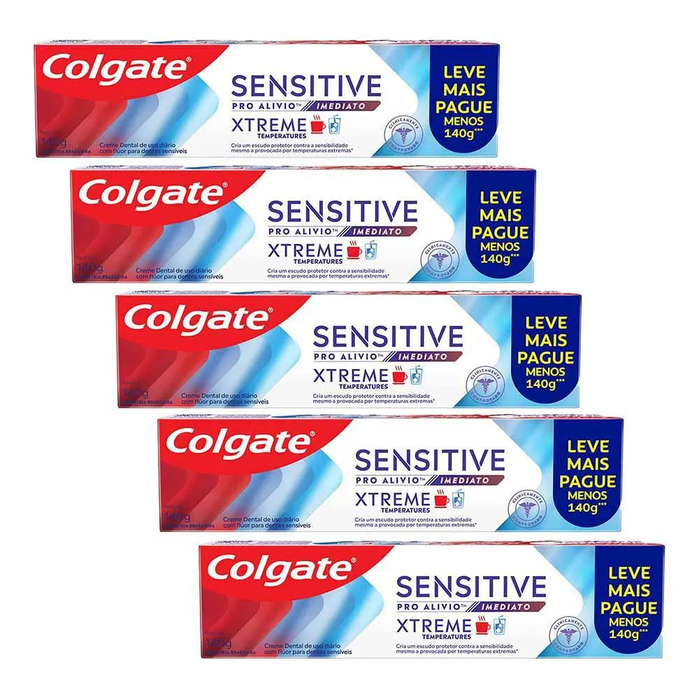 Kit 5 Cremes Dentais Colgate Sensitive Pro Alívio Imediato Temperature Xtreme 140G
