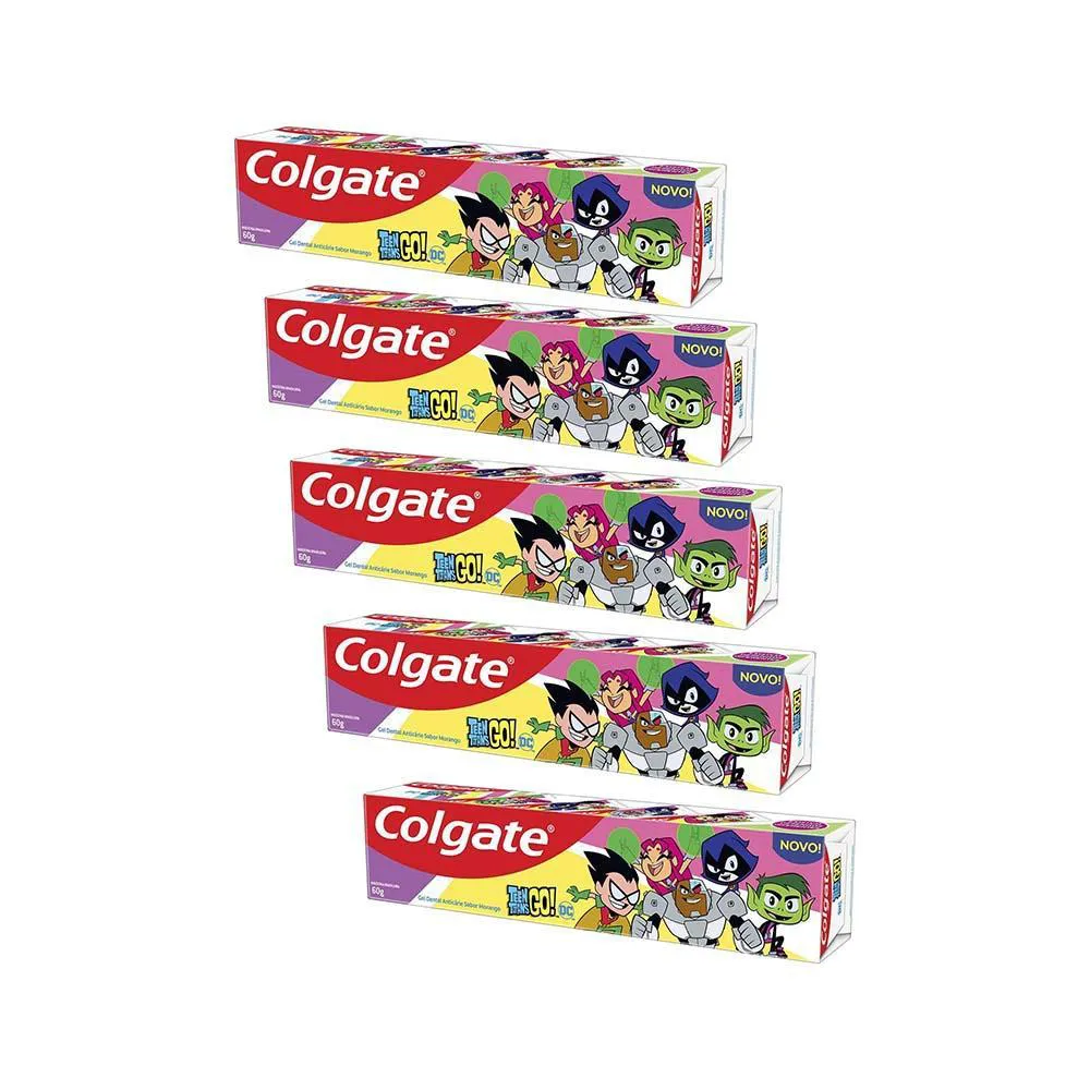 Kit 5 Cremes Dentais Kids Colgate Teen Titans Go 60G