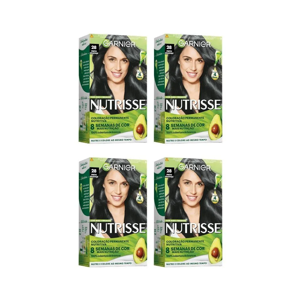 Coloraçao Nutrisse 28 Preto Azulado Acai-Kit C/4Un