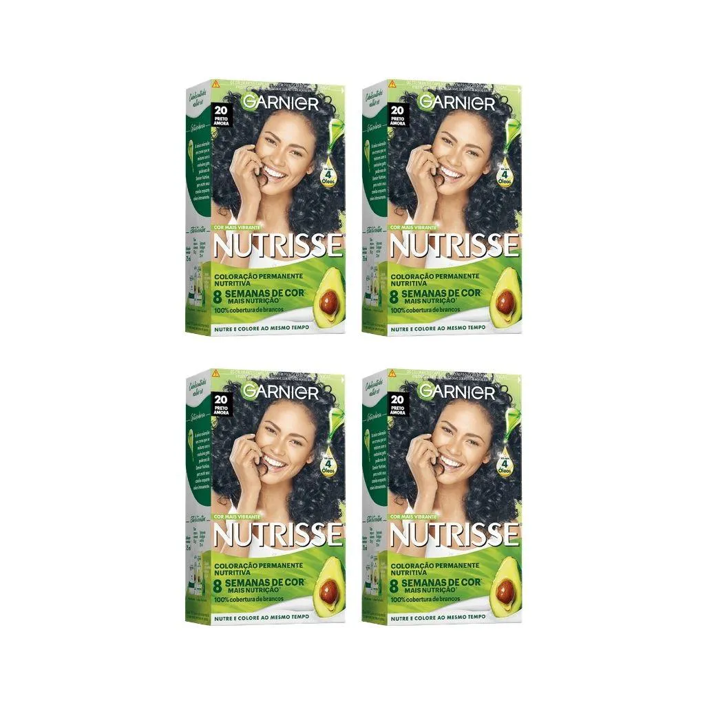 Coloraçao Nutrisse 20 Preto Amora- Kit C/ 4Un