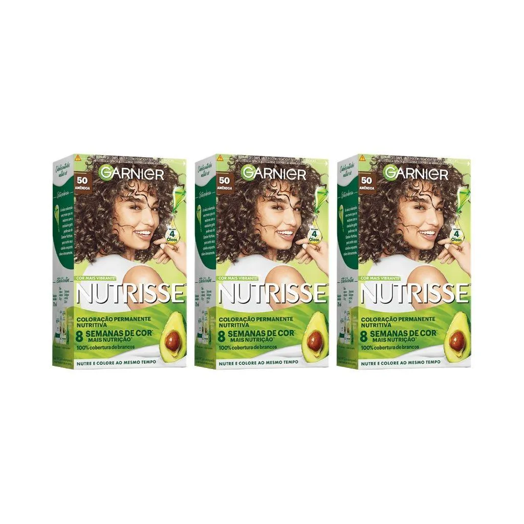 Coloraçao Nutrisse 50 Castanho Claro / Amêndoa - Kit C/ 3Un