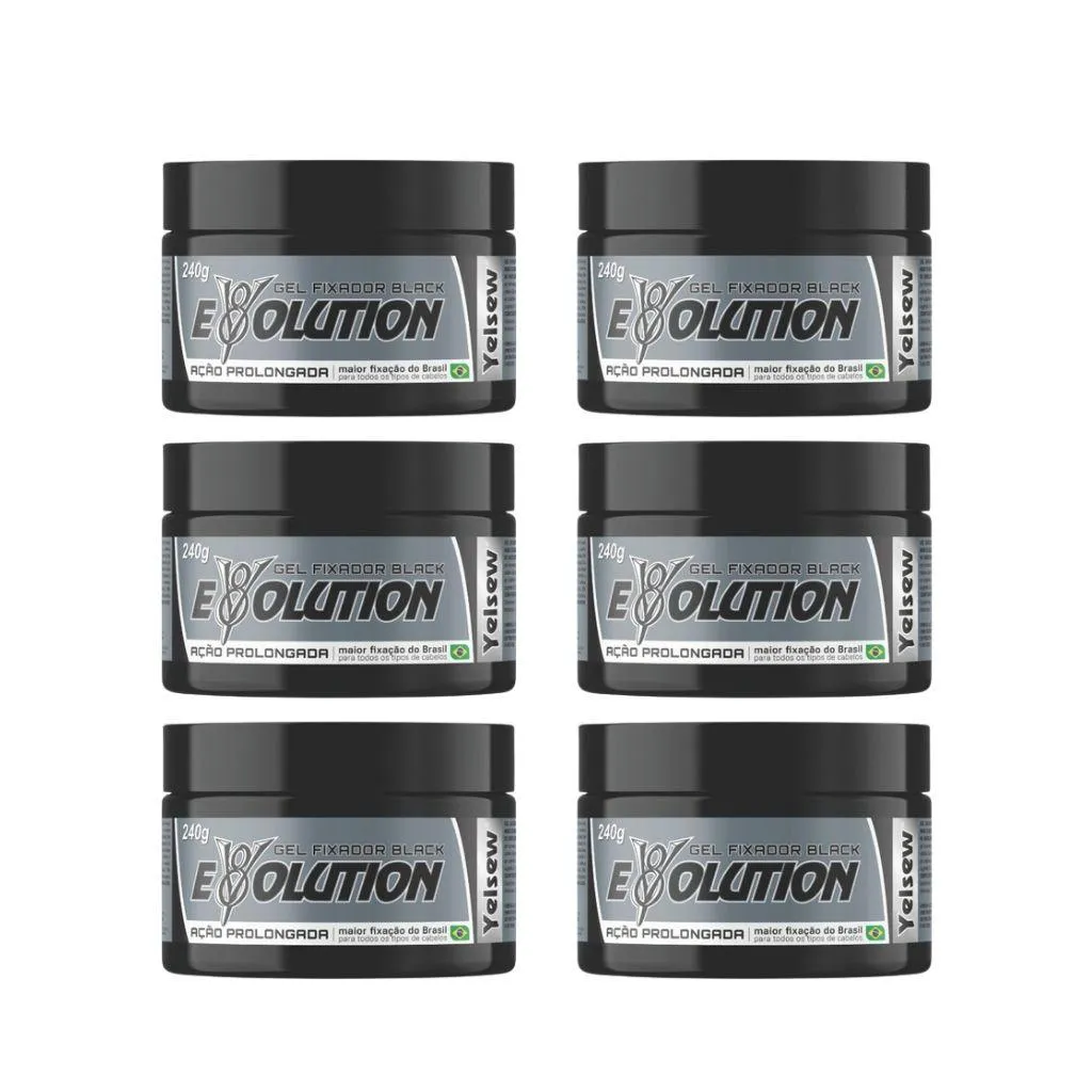 Gel Fixador Yelsew Evolution Black 240G - Kit C/ 6Un