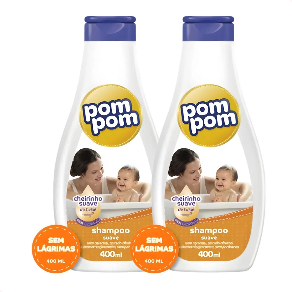 Kit 2 Uni Shampoo Pom Pom Inf Cheiro Suave 400Ml Infantil