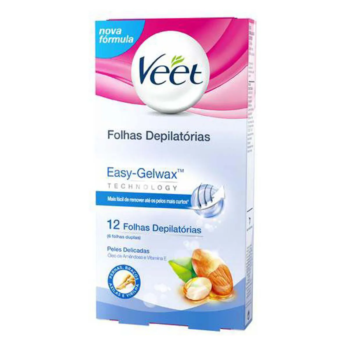 Folhas Depilatórias Veet Cera Fria Peles Delicadas 12 unidades