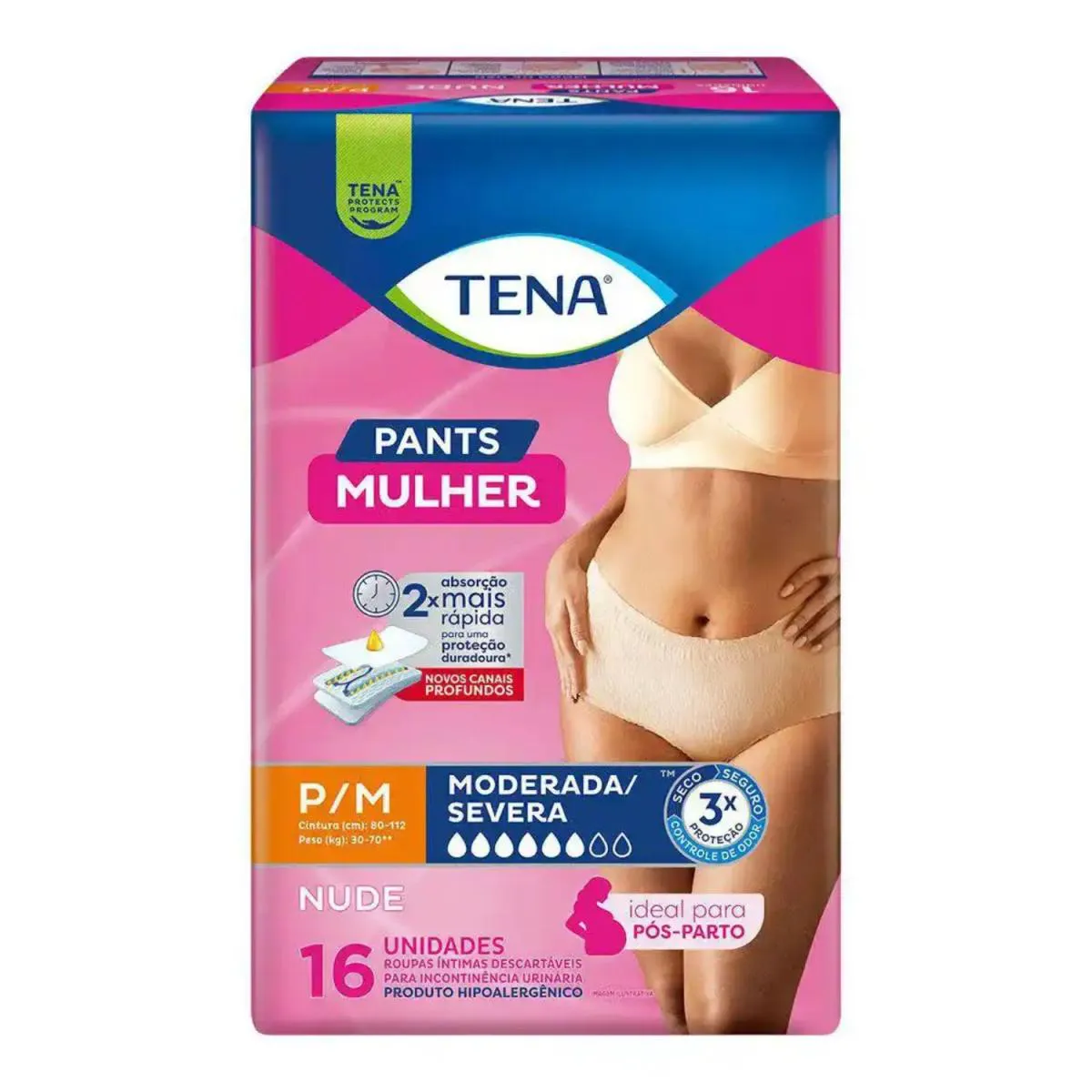 Fralda Geriátrica Tena Pants Mulher Rosa P/M Nude 16 Un