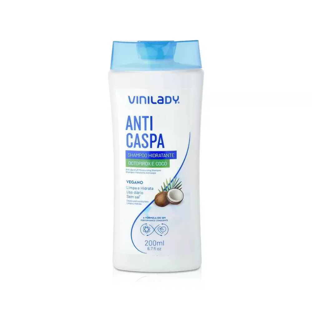 Shampoo Vinilady Anticaspa Hidratante 200Ml Octopirox e Coco