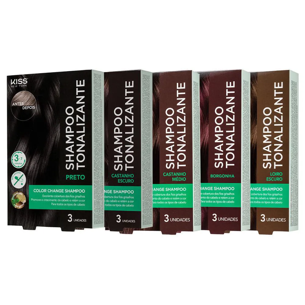 Kit com 5 Shampoos Tonalizantes Color Change Todas as Cores - Kiss New York