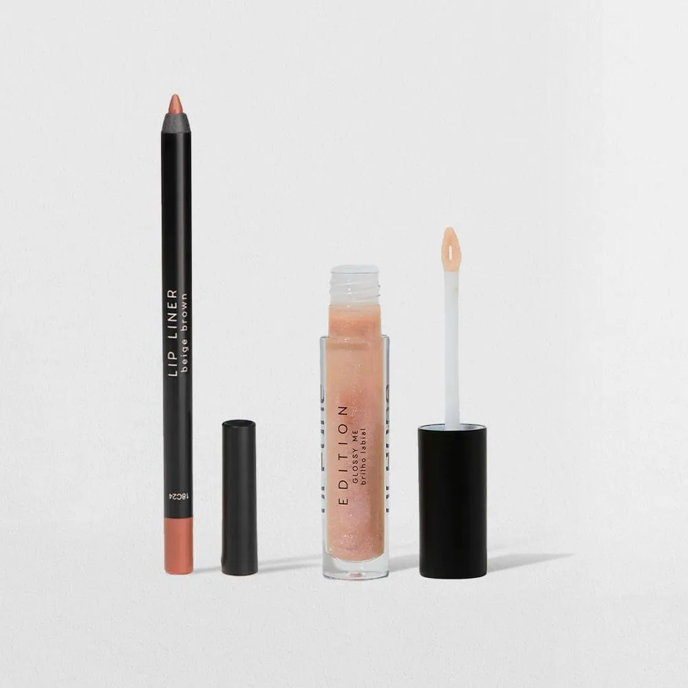 Kit Lápis de Contorno Labial Nude + Brilho Labial Transparente Océane Edition (2 Produtos)