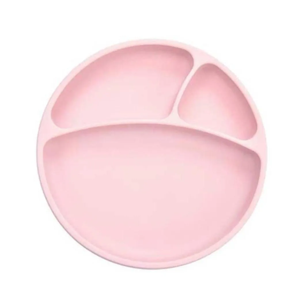 Prato Infantil de Silicone com Divisórias e Sucção Portions Pinky Pink - Minikoioi