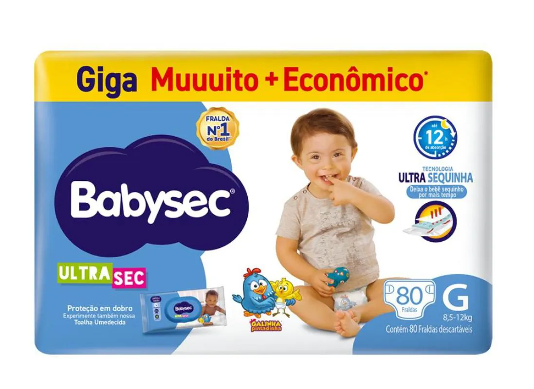 Fralda Babysec Galinha Pintadinha Ultra Giga G 80 Unidades