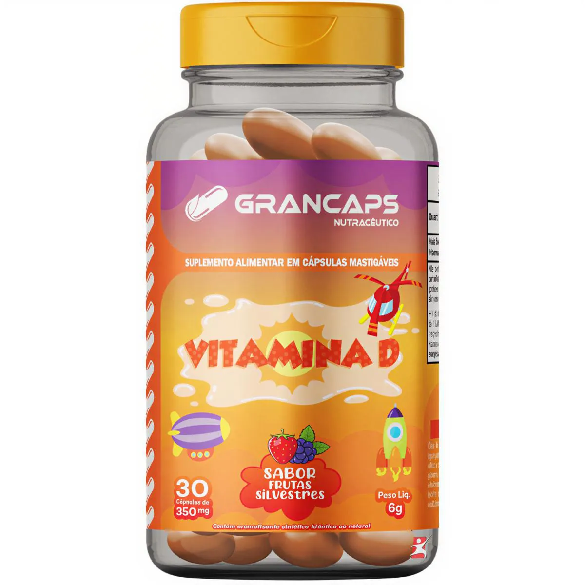 Vitamina D3 Kids Concebtrada 30 Cápsulas Mastigáveis Fruta Silvestre - Grancaps