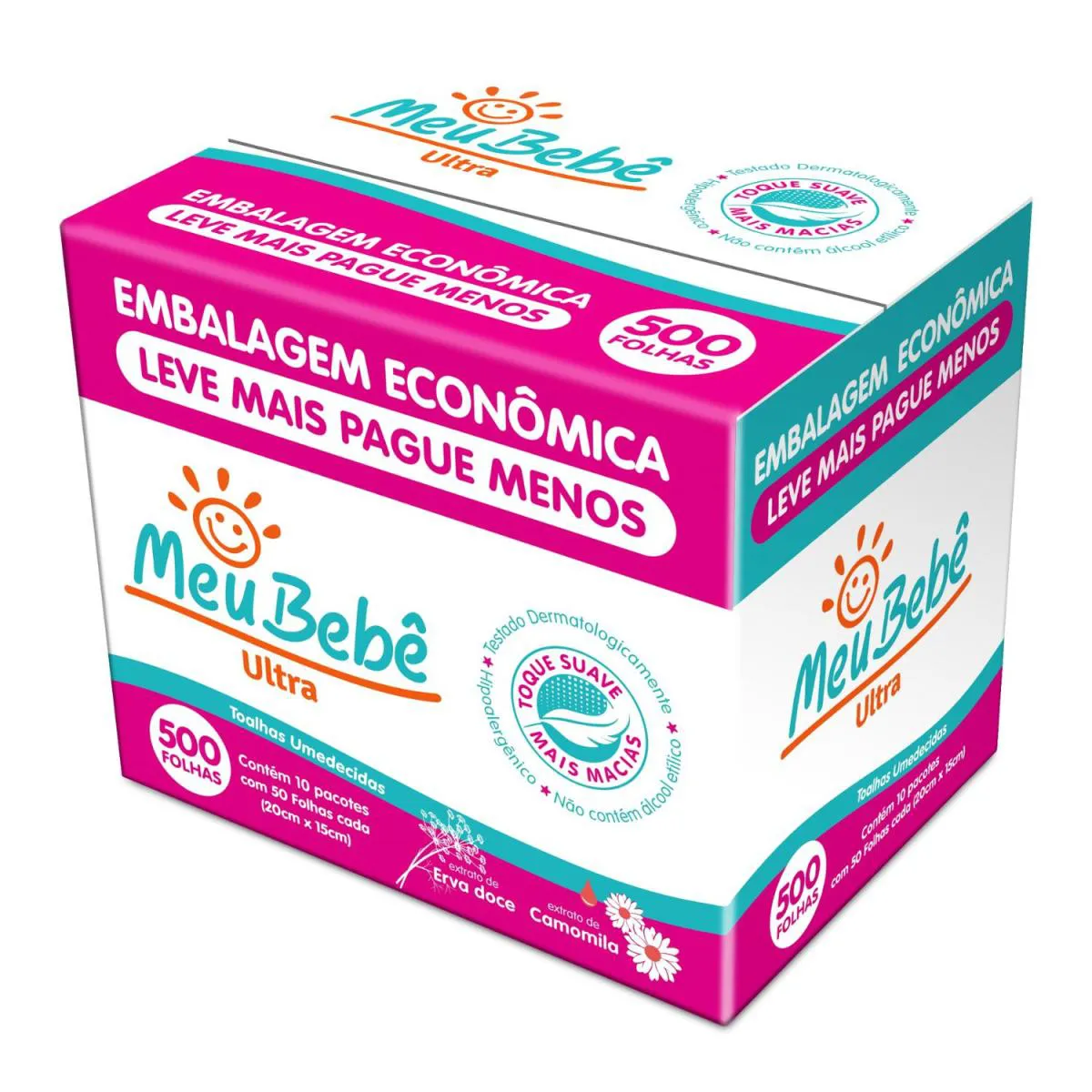 Lenço Umedecido Meu Bebê Ultra C/10 Pacotes C/50 Un Meu Bebê