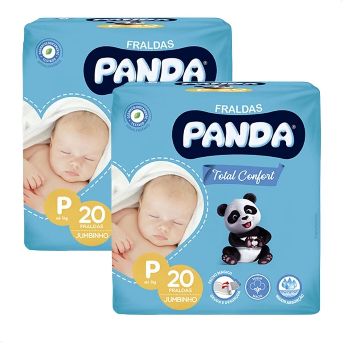 Kit com 2 - Fralda Inf Total Confort Jumbo P 20 Unid - Panda