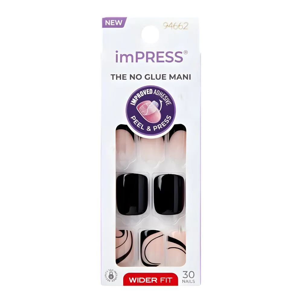 Unhas Postiças Impress Kiss Ny Wider Fit Black Dress Imw04