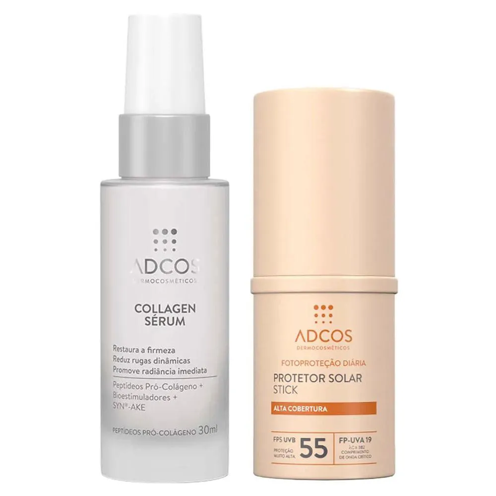 Adcos Dermocosméticos Kit - Sérum Facial + Protetor Solar Stick com Cor Bronze
