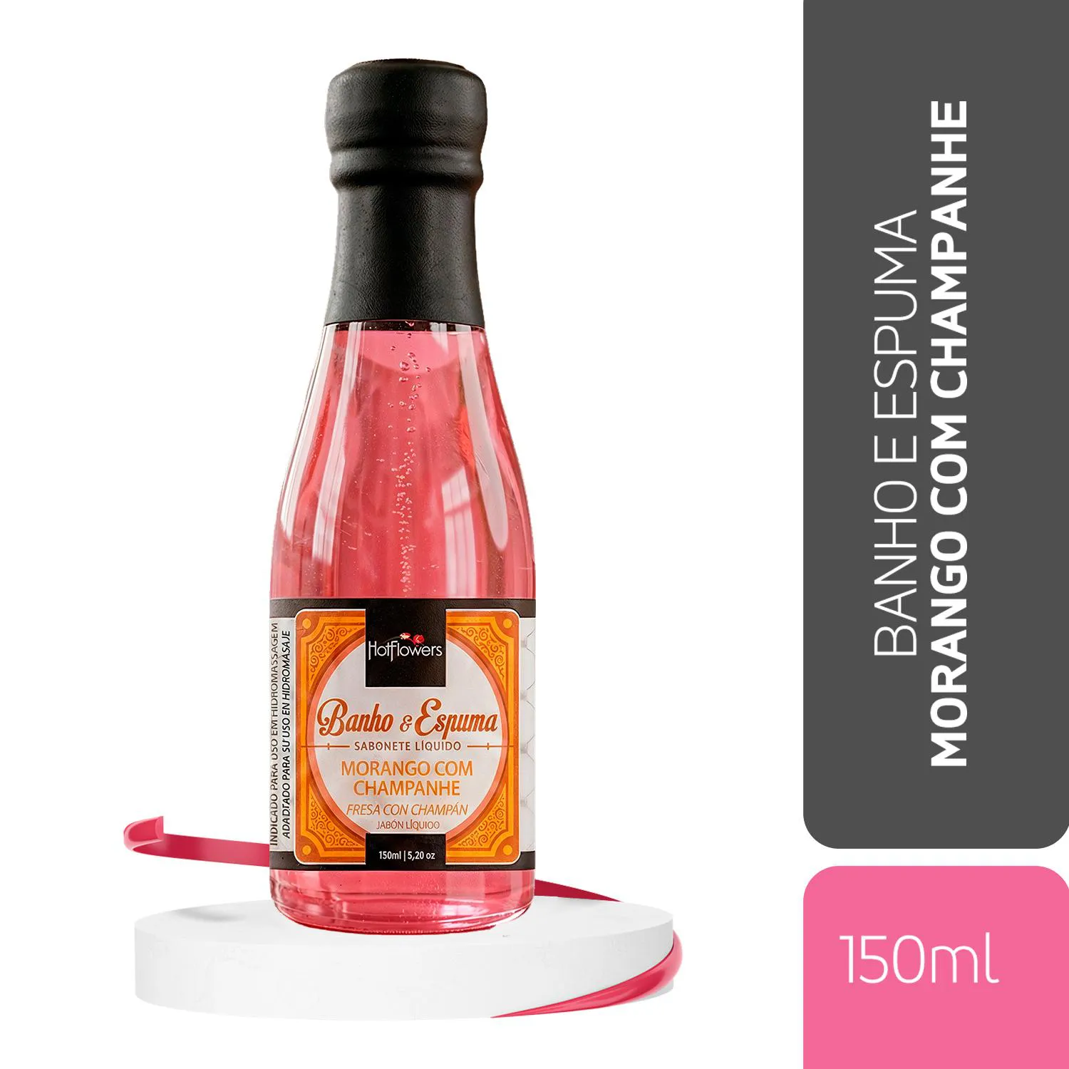 Espuma de Banho para Relaxamento com Aroma de Morango com Champanhe 150ml