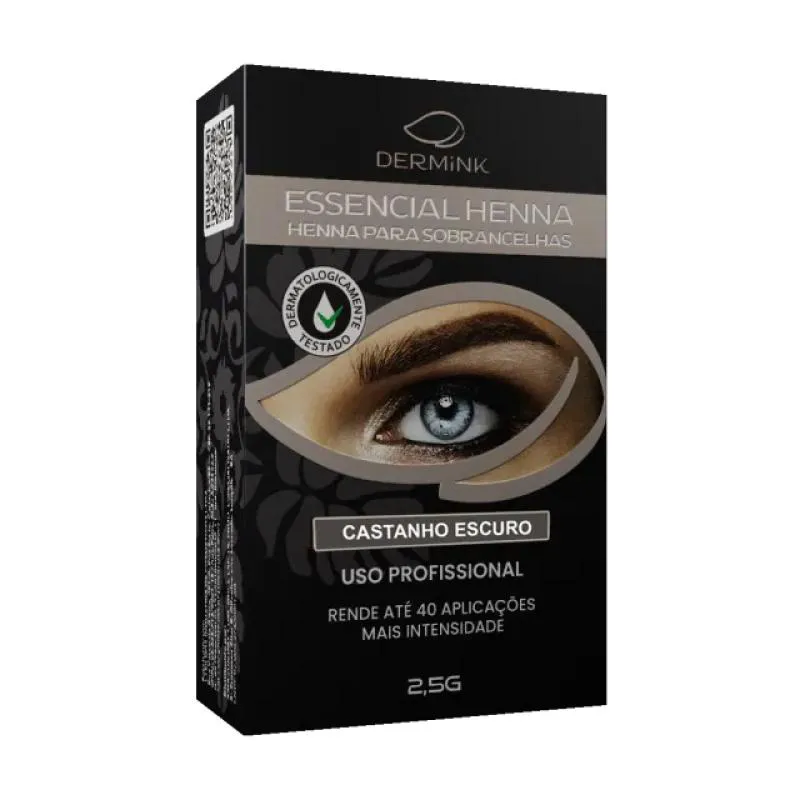 Essencial Henna Dermink para Sobrancelhas 2,5G  Várias Cores Castanho Escuro