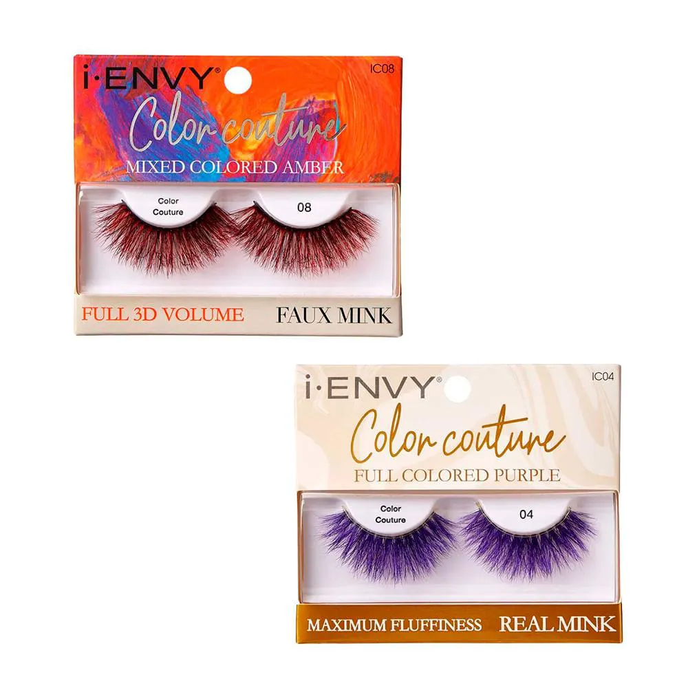 Kit Cílios Postiços I-Envy Color Couture 2 Unid - Kiss New York Mixed Amber  Full Purple