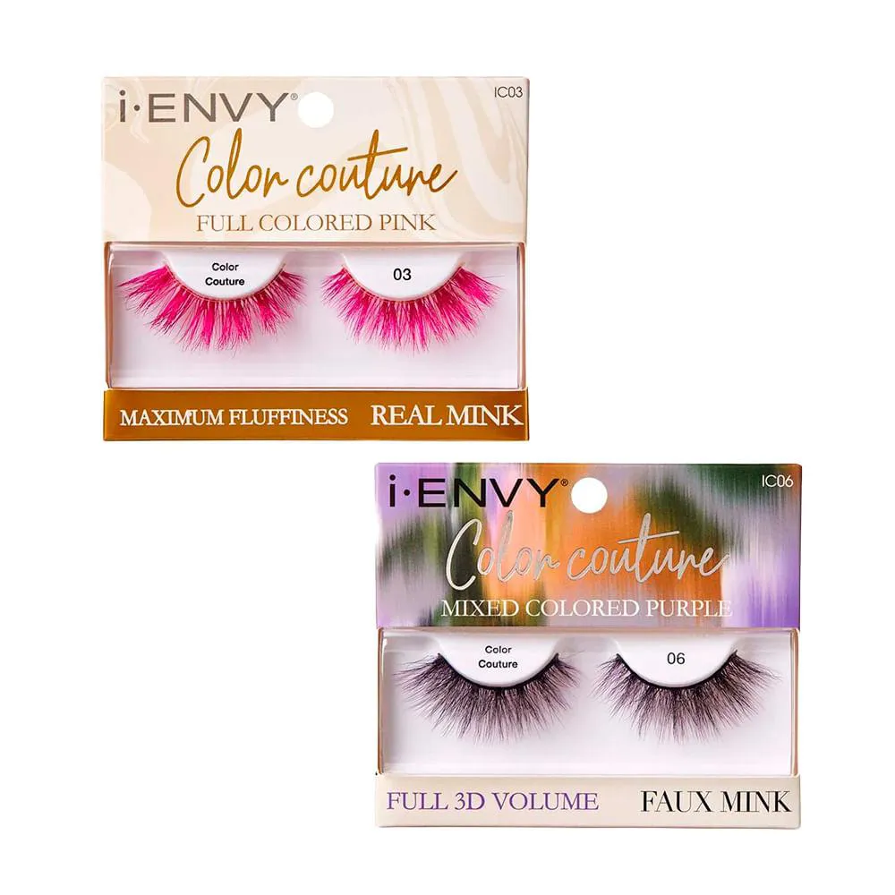 Kit Cílios Postiços I-Envy Color Couture 2 Unid - Kiss New York Full Pink  Mixed Purple