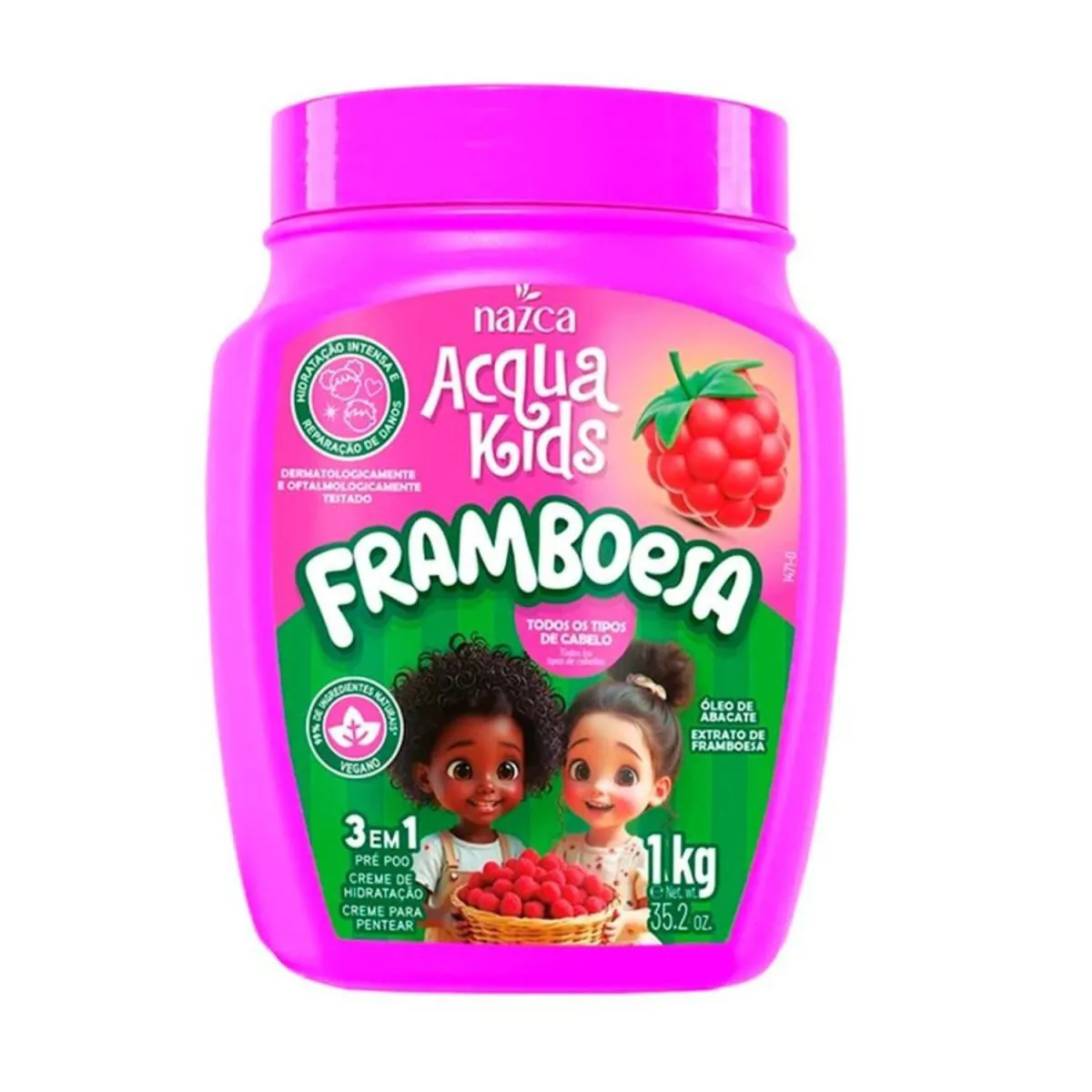 Creme Pentear Acqua Kids 3X1 1Kg Framboesa
