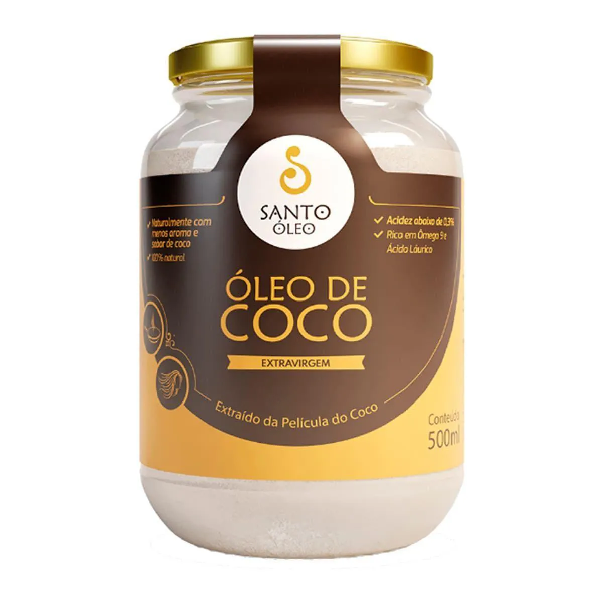 Óleo de Coco Extra Virgem de Película - 500Ml - Santo Óleo