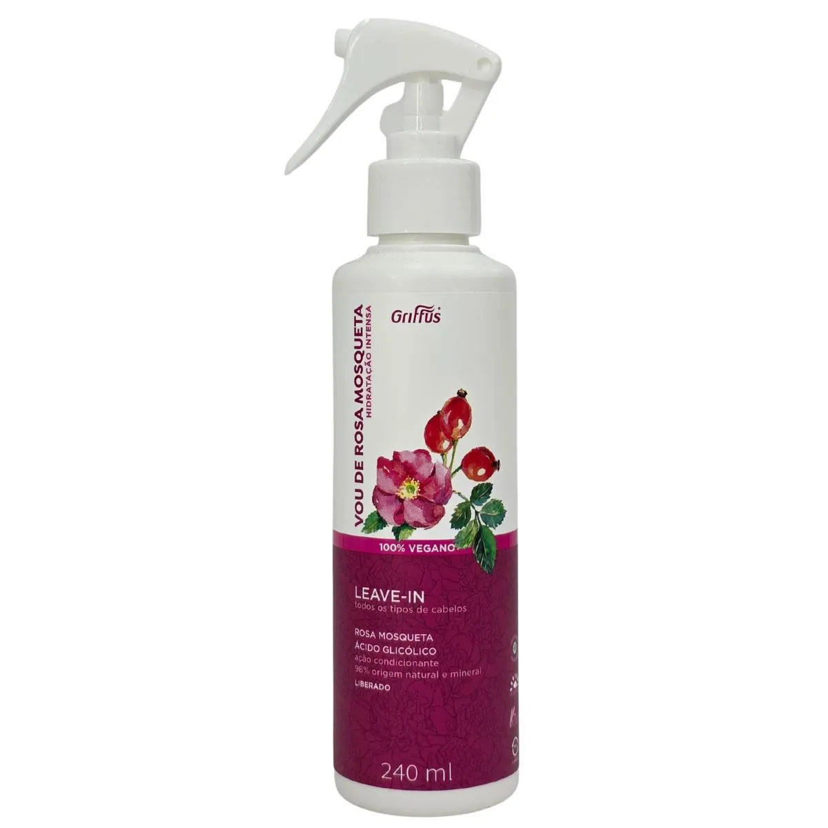 Leave-In Hidratação Intensa Vegano Vou de Rosa Mosqueta Griffus 240Ml