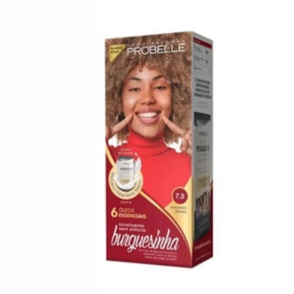 Tintura Probelle Burguesinha sem Amonia 7.3 Louro Medio Dourado