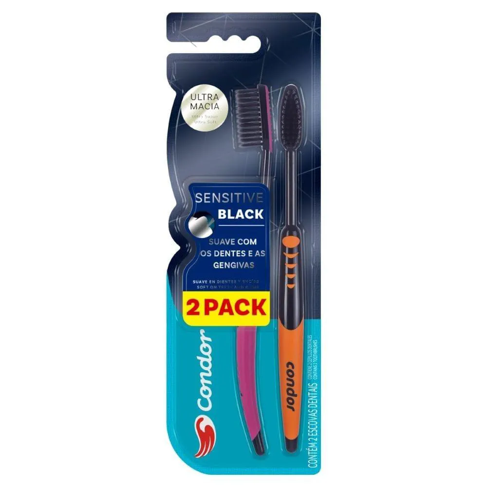 Escova Condor Sensitive Black Ultramacia 8114 (Sortido) - Embalagem com 2 Unidades
