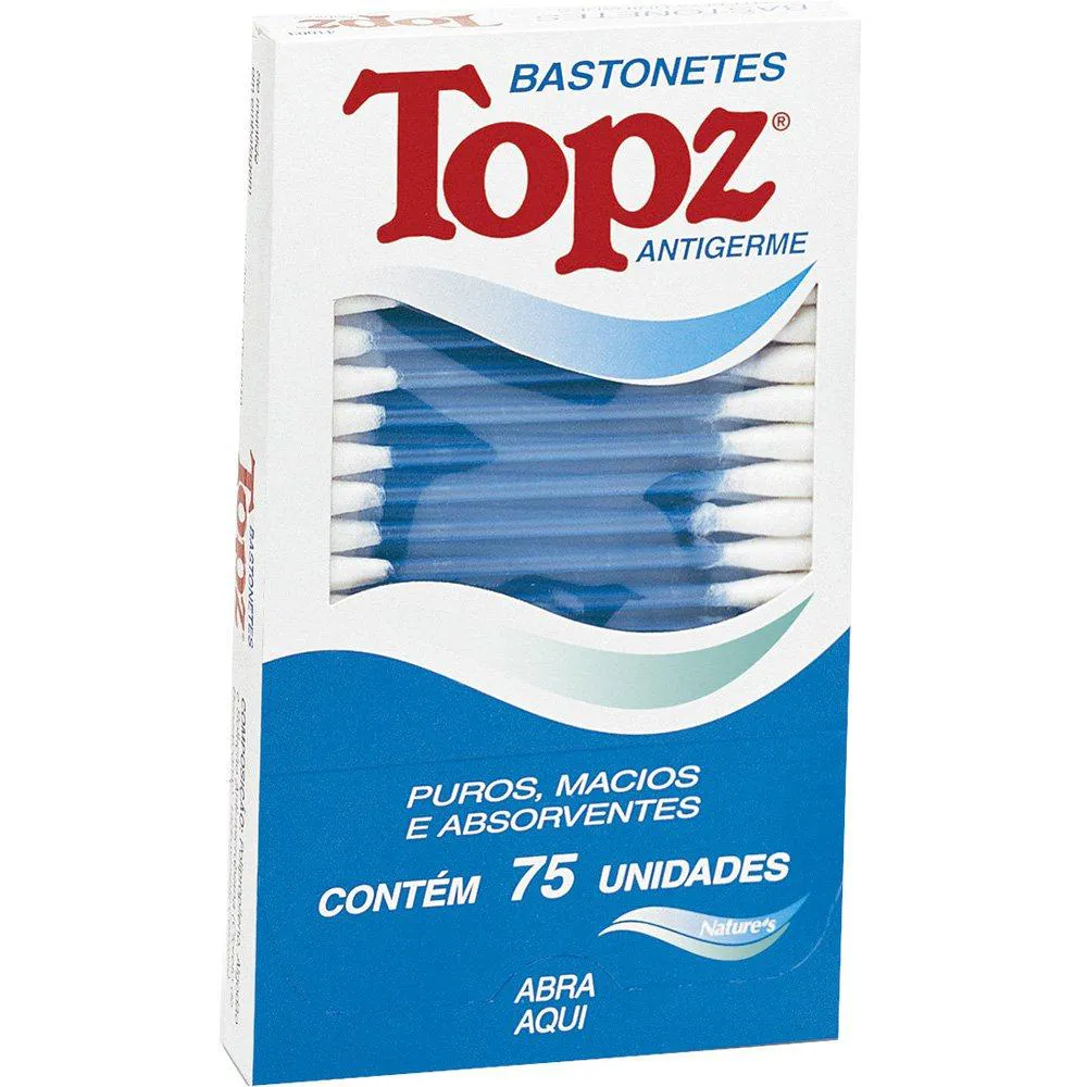 Hastes Flexíveis Bastonetes Topz - 6 Embalagens com 75 Unidades