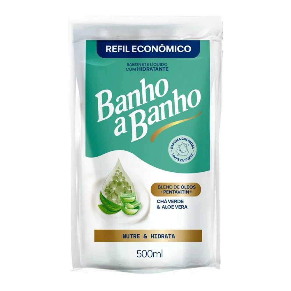 Sabonete Líquido Banho a Banho Hidratante Chá Verde e Aloe Vera Refil 500Ml