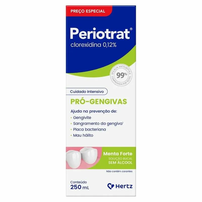 Periotrat Pró Gengivas sem Álcool Sabor Menta Forte 250Ml