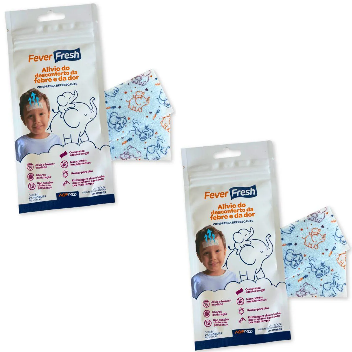 2X Fever Fresh Compressa Refrescante Dor Febre 2 Un - Agpmed
