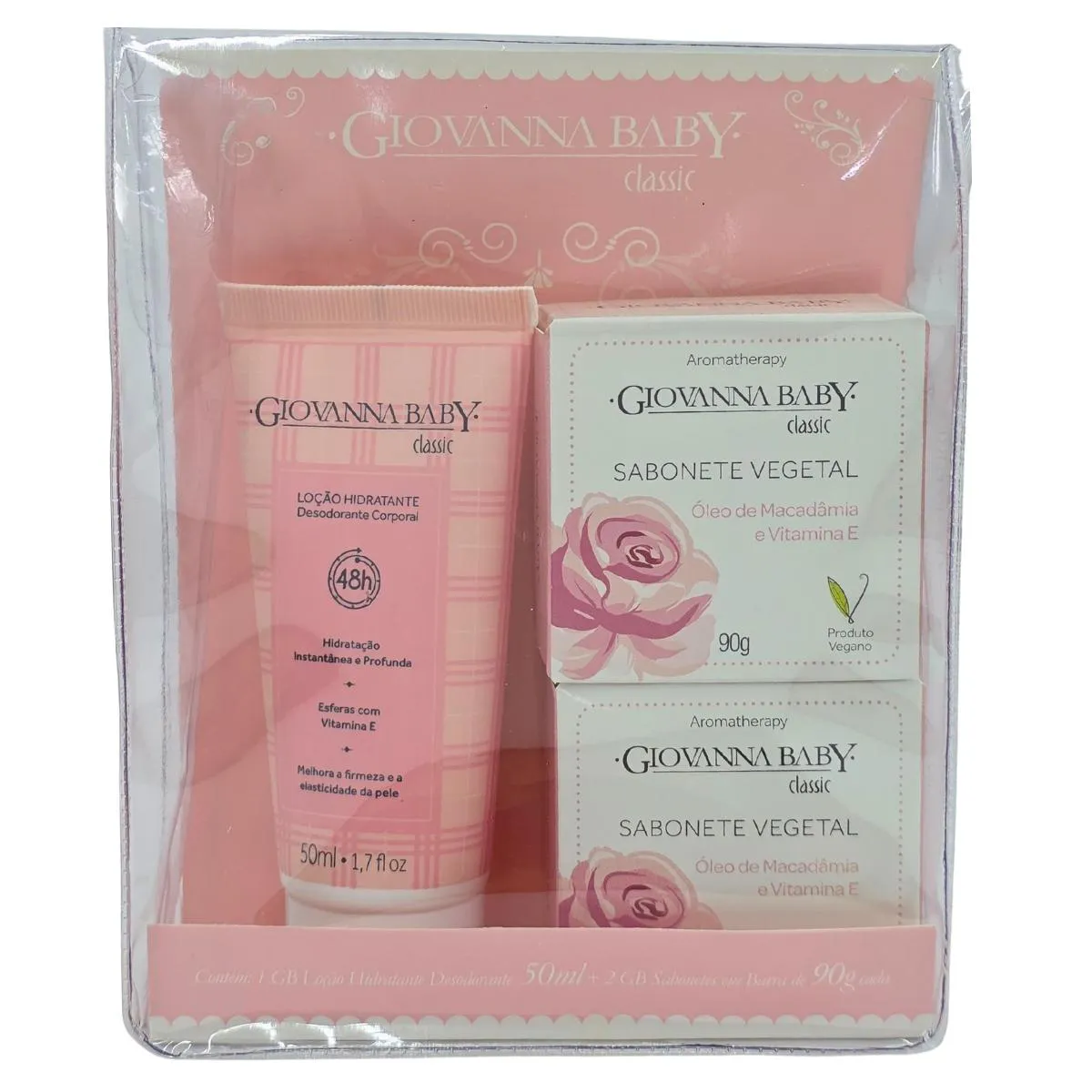 Kit 1 Loção Hidratante 50Ml + 2 Sabonetes em Barra 90G Cada Classic Giovanna Baby