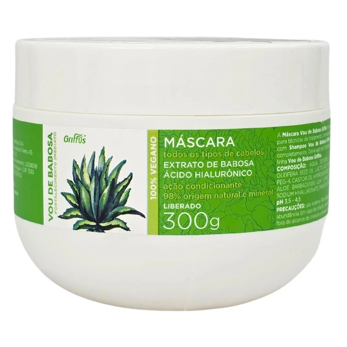 Máscara Fortalecimento Imediato Vegano Vou de Babosa Griffus 300G