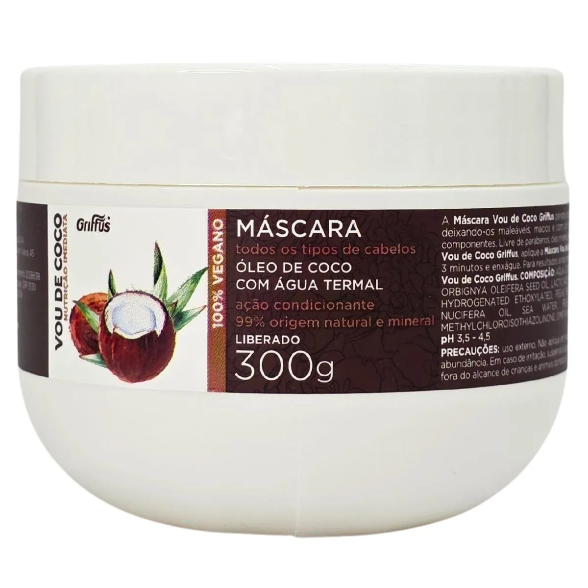 Máscara Nutrição Imediata Vegano Vou de Coco Griffus 300G