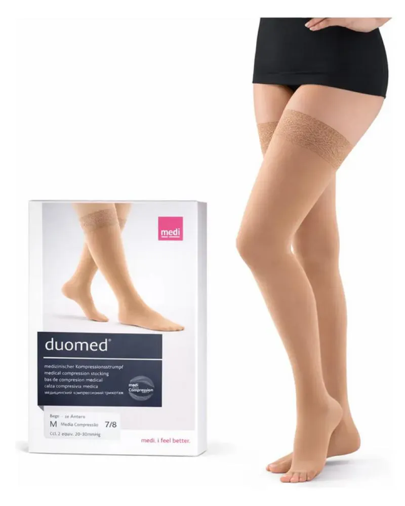 Meia de Compressão 20-30Mmhg 7/8 Meia Coxa Duomed Bege - Mediven P