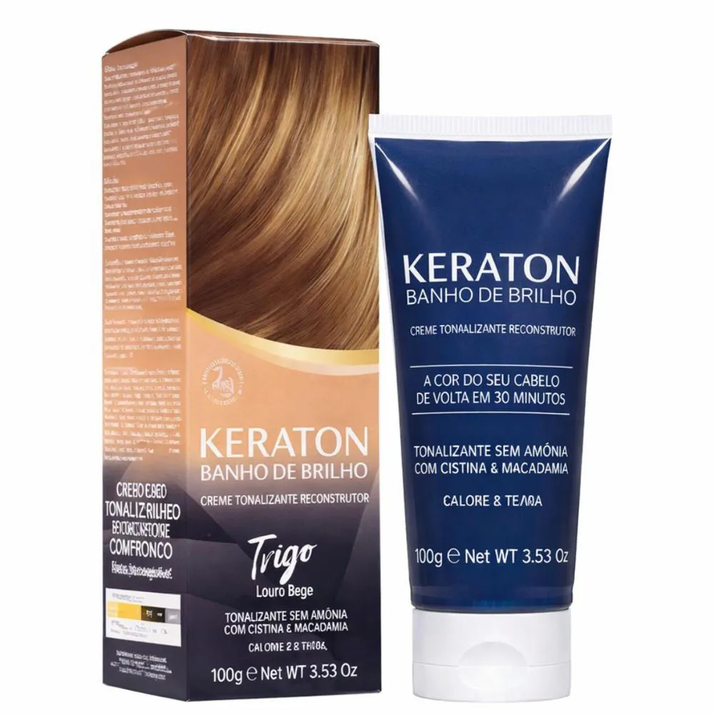 Tonalizante Kert Keraton Banho de Brilho Vegan Cor Trigo Louro Bege 100G