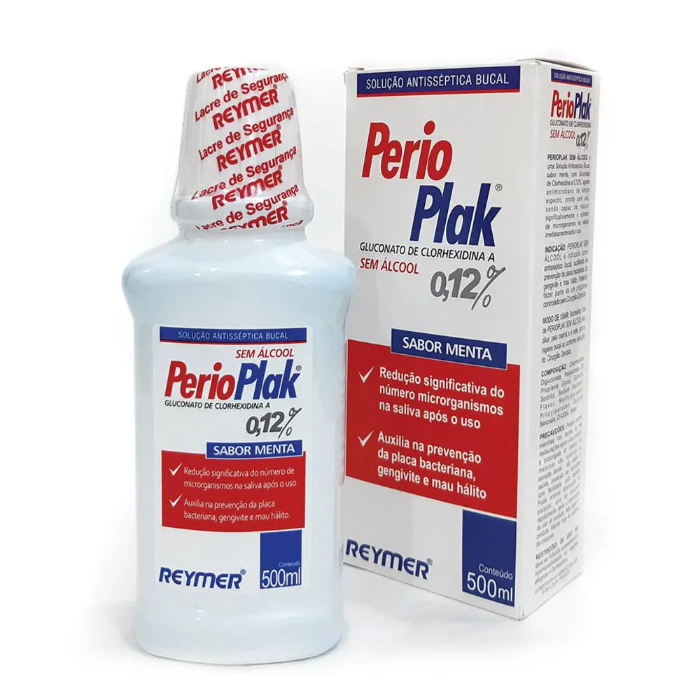 Solução Antisséptica Bucal Perioplak 0,12% sem Álcool Reymer 500ml