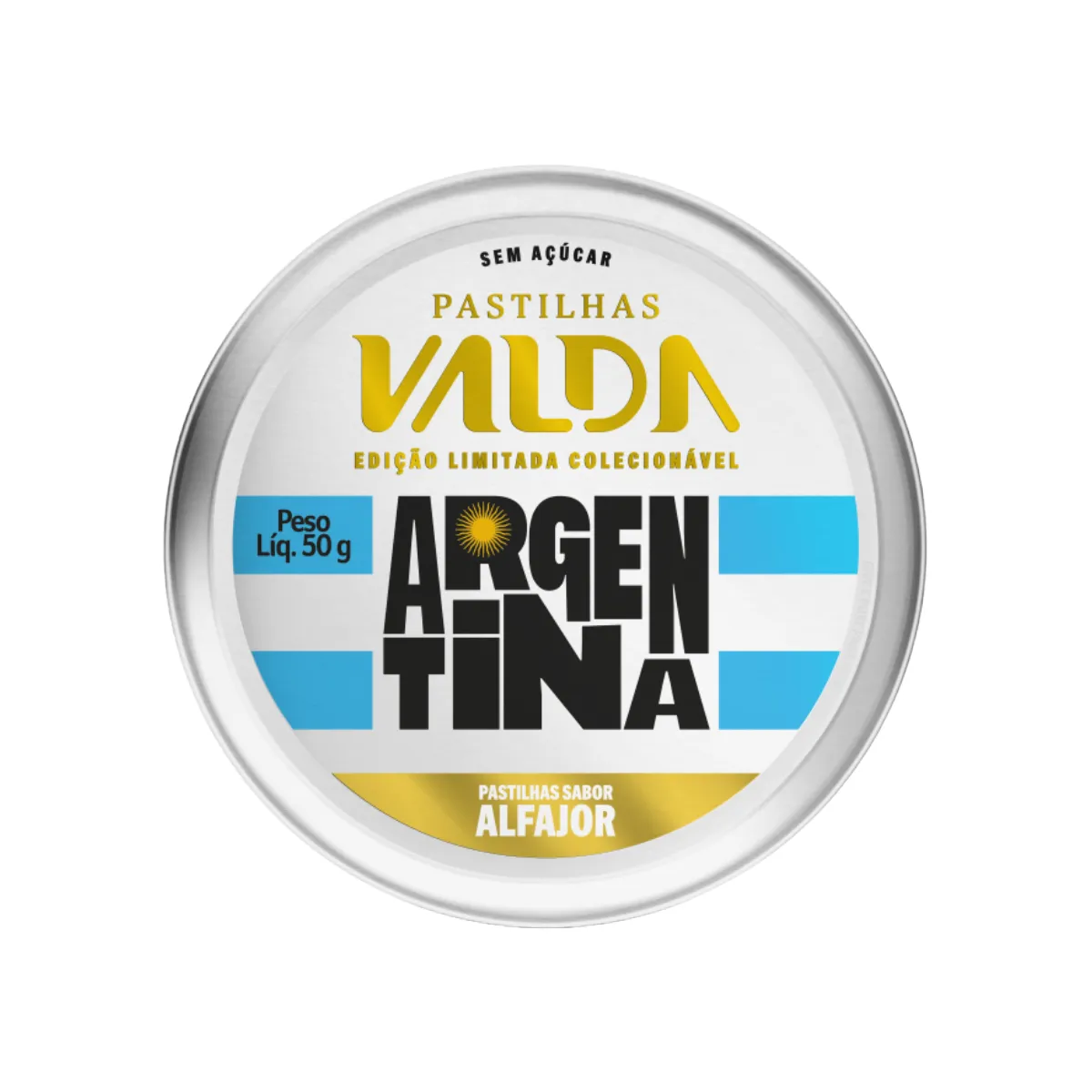 Pastilha Valda Edição Limitada Colecionável Campeões Argentina Alfajor 50g