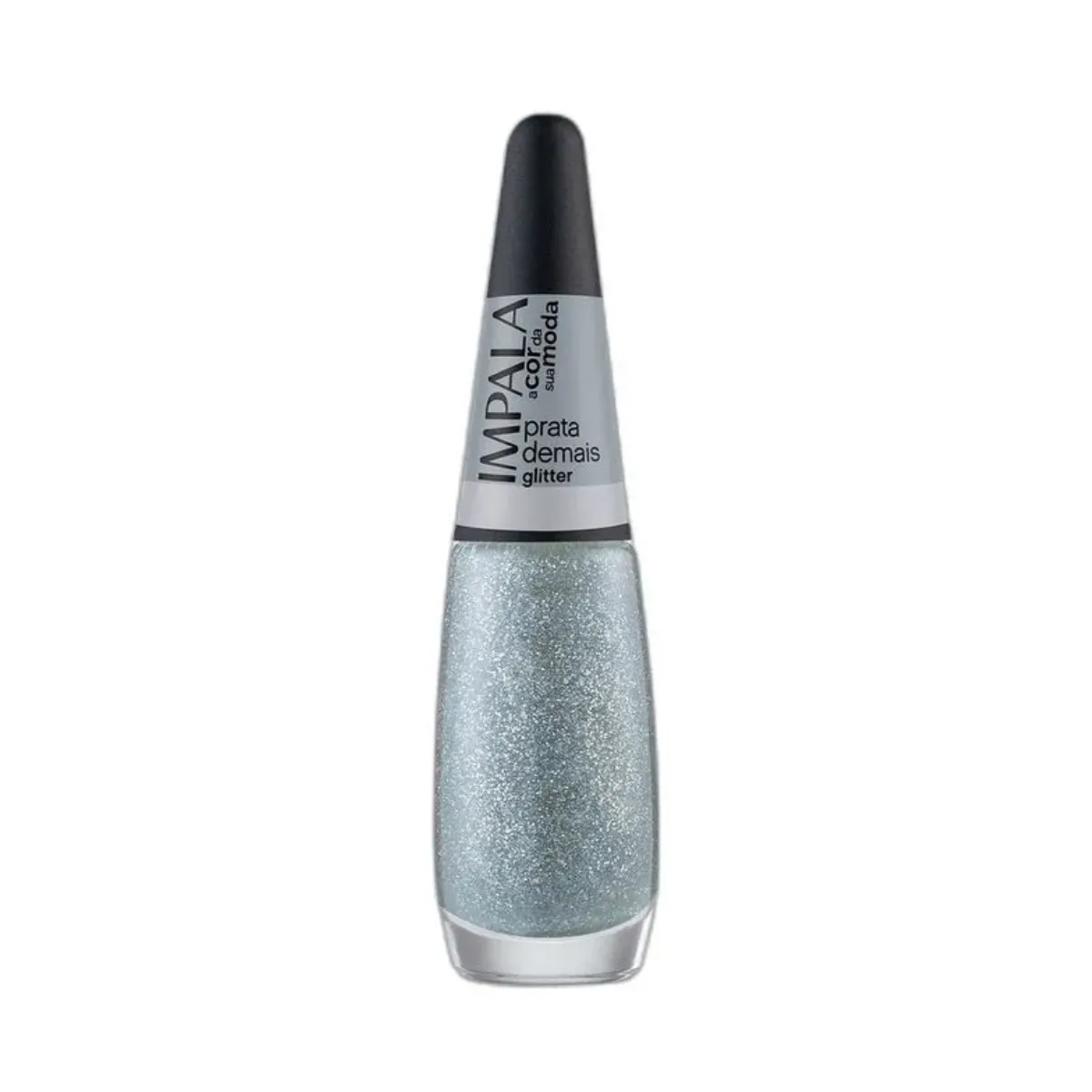 Esmalte Glitter Impala a Cor da Sua Moda 7,5ml - Prata Demais