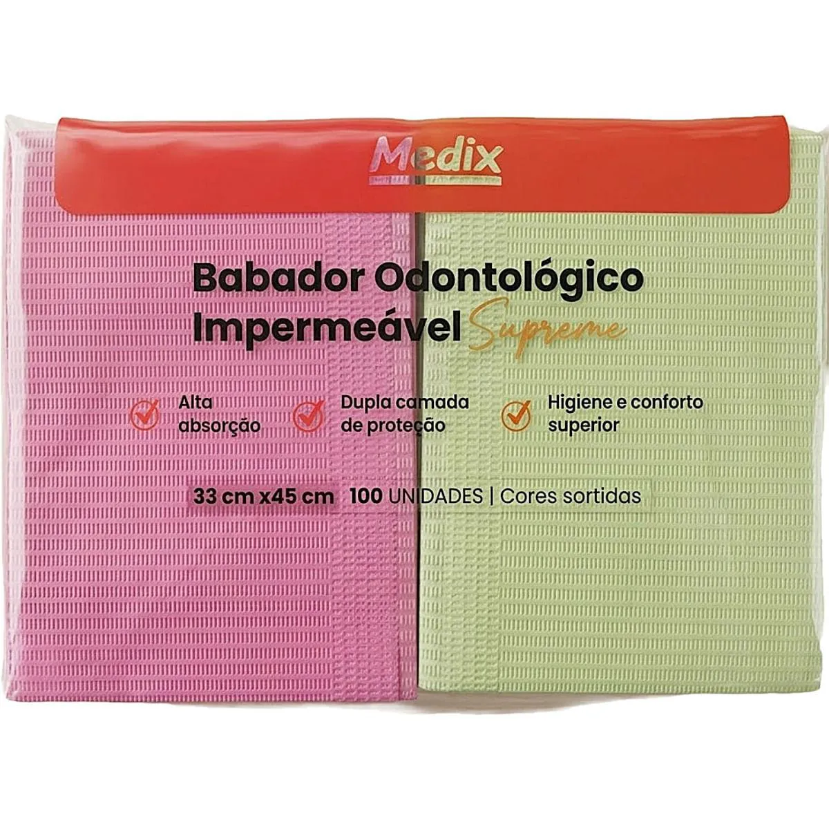 Babador Impermeável Supreme 33X45Cm Colorido 100 Unidades