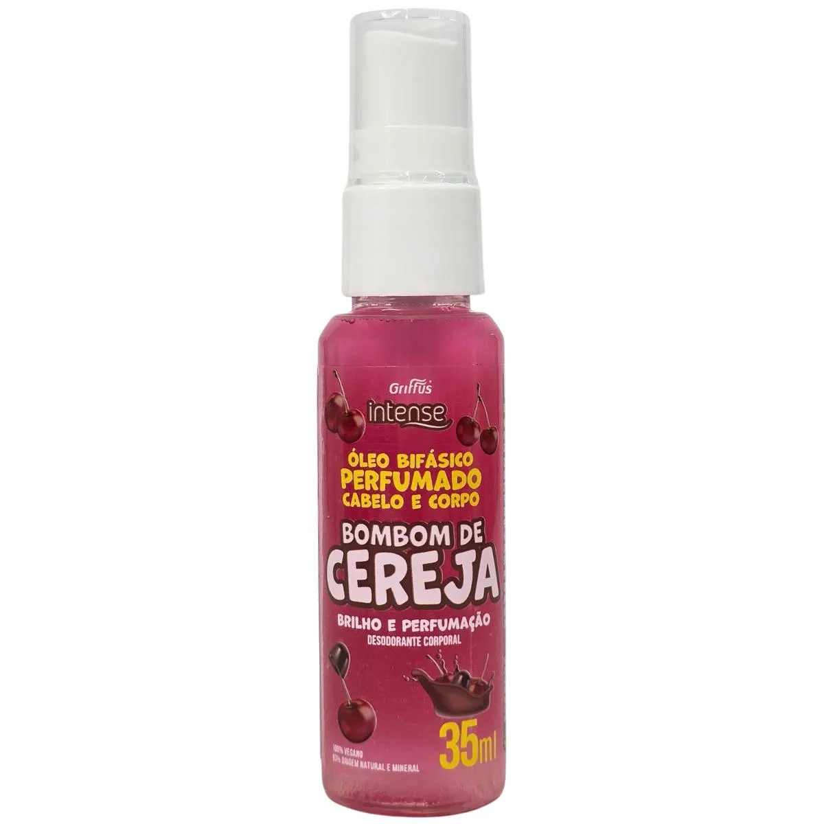 Óleo Bifásico Perfumado Cabelo e Corpo Bombom de Cereja Vegano Intense Griffus 35ml
