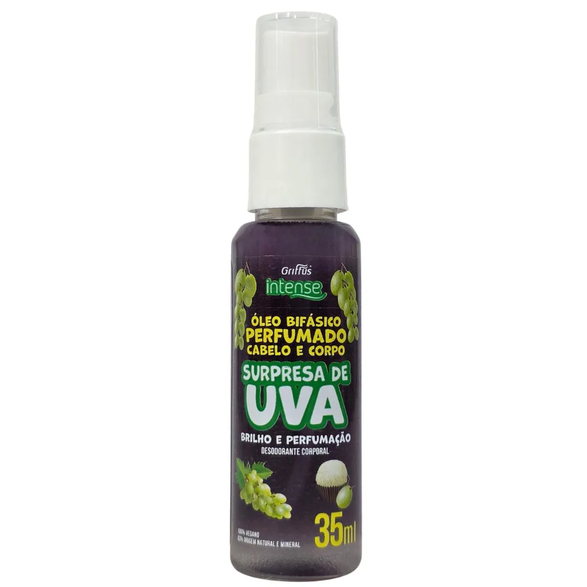 Óleo Bifásico Perfumado Cabelo e Corpo Surpresa de Uva Vegano Intense Griffus 35ml