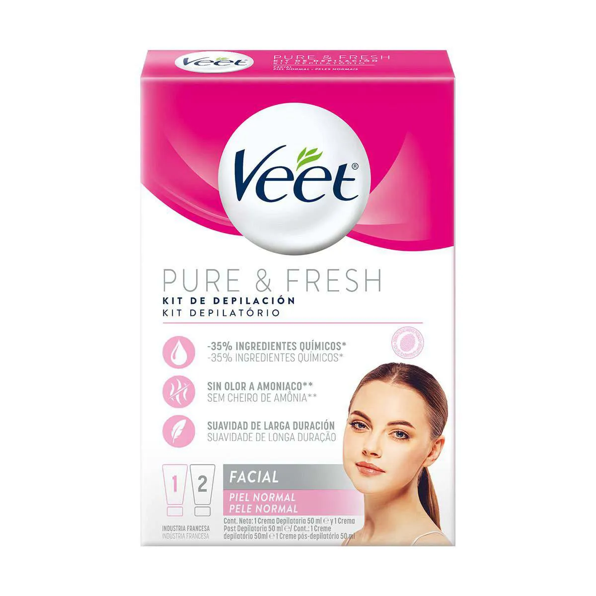 Kit de Depilação Facial Veet Pure & Fresh Creme 50ml + Creme Pós-Depilatório 50ml