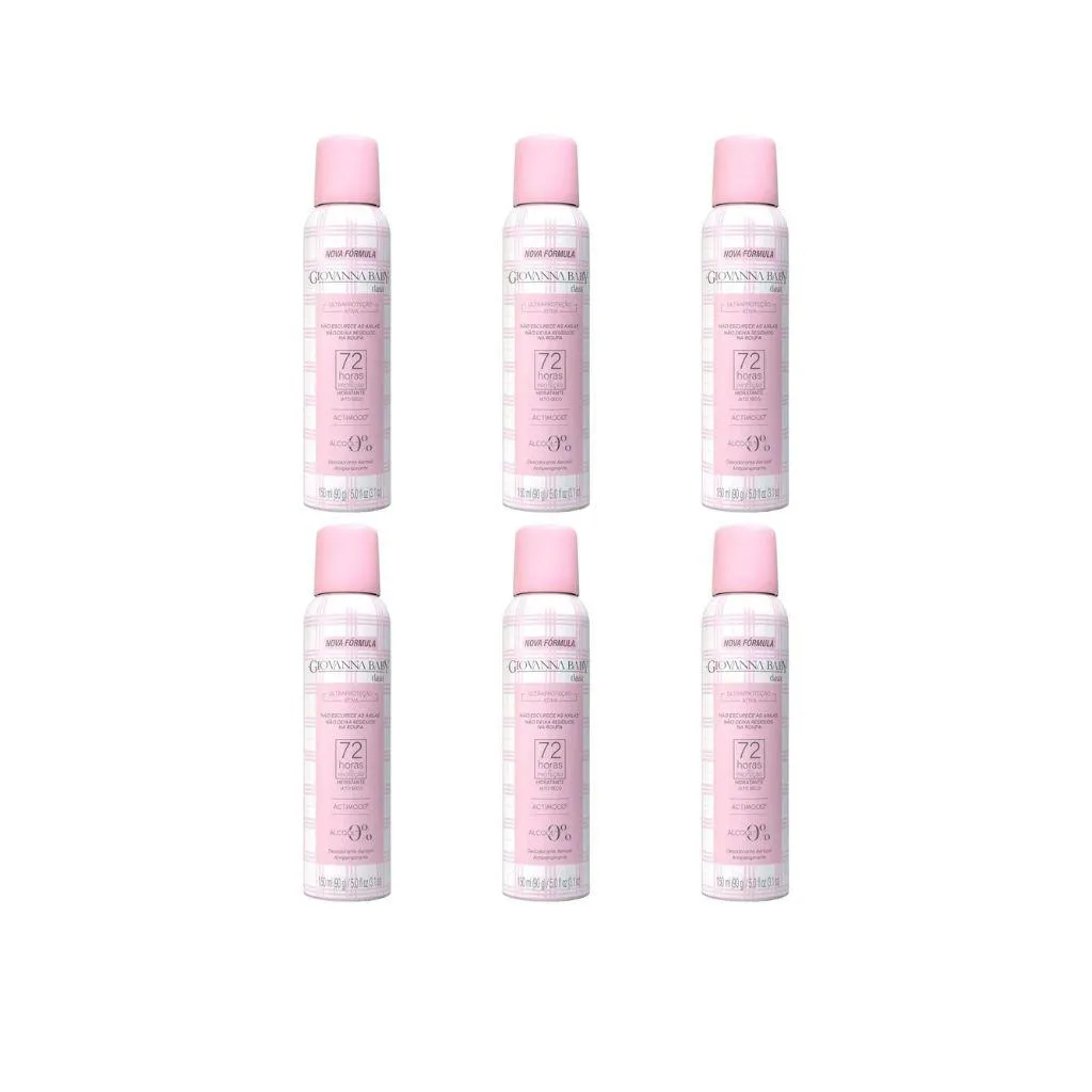 Desodorante Aero Giovanna Baby 150ml Classic Rosa-Kit C/6Un