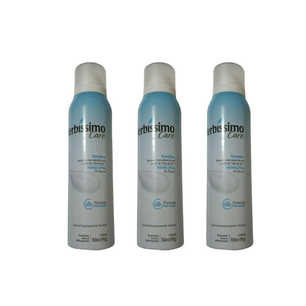 Desodorante Aero Herbíssimo Care Sensitive 150ml - Kit C/3Un