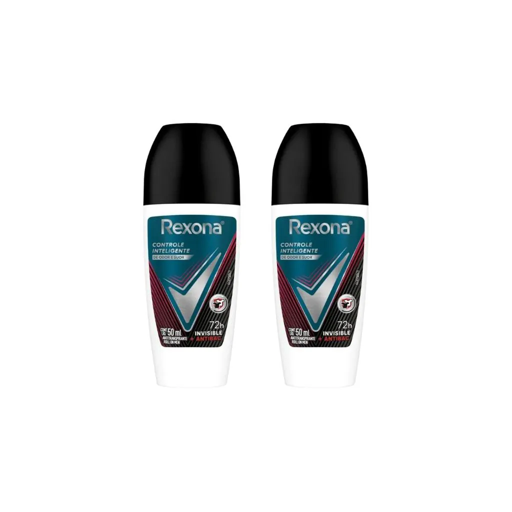 Desodorante Roll-On Rexona 50ml Masc Antibact Invisible-2Un