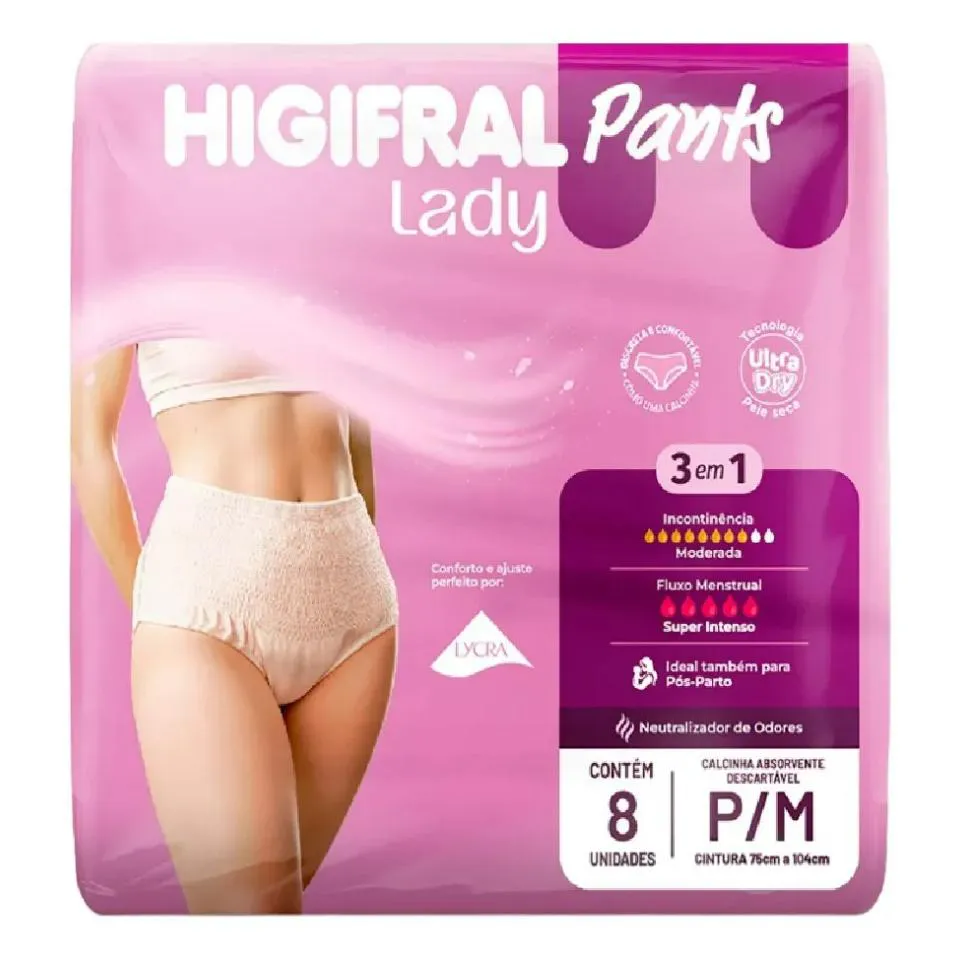 Kit 3 Roupa Íntima Higifral Pants Lady P/m 8un - Eurofral
