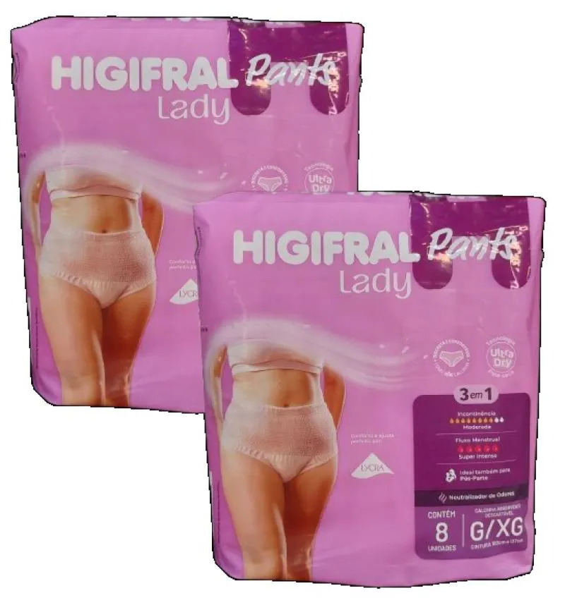 Kit2 Calcinha Descartável Lady Nude 8uni. Pós Parto Higifral